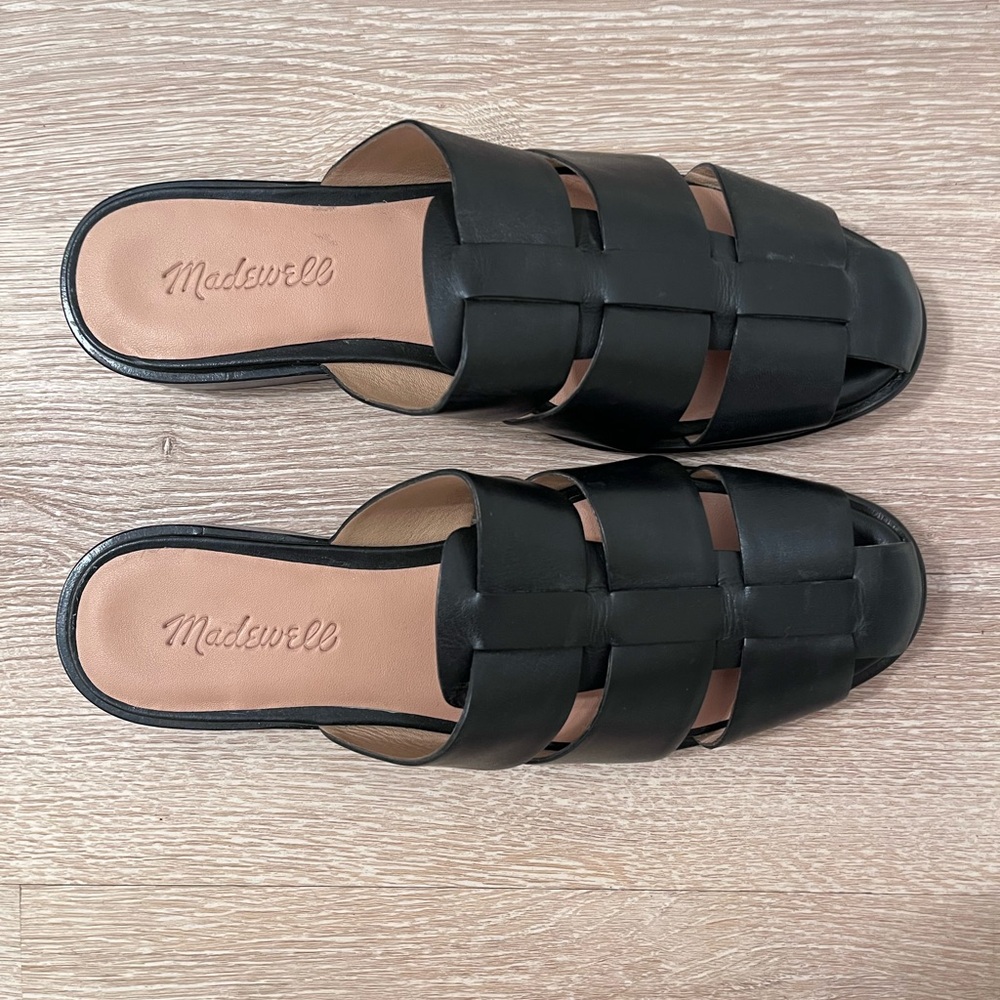 Madewell Black Leather Mules